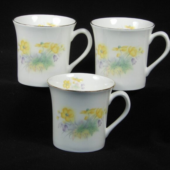 3 beautiful tea/coffee mugs. Old Foley UK James Kent bone china - Picture 1 of 6